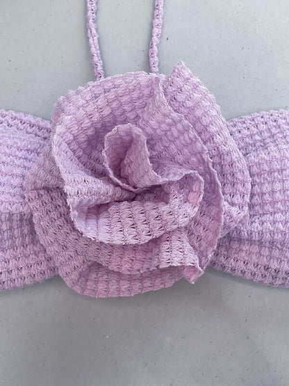 Three-Piece 3D Flower Bikini Set