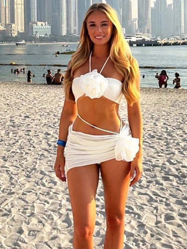 Three-Piece 3D Flower Bikini Set