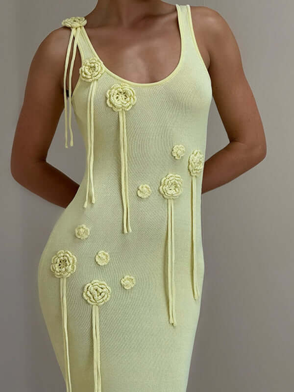 Floating Flower Knit Beach Cover-Up Dress