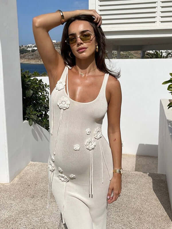 Floating Flower Knit Beach Cover-Up Dress