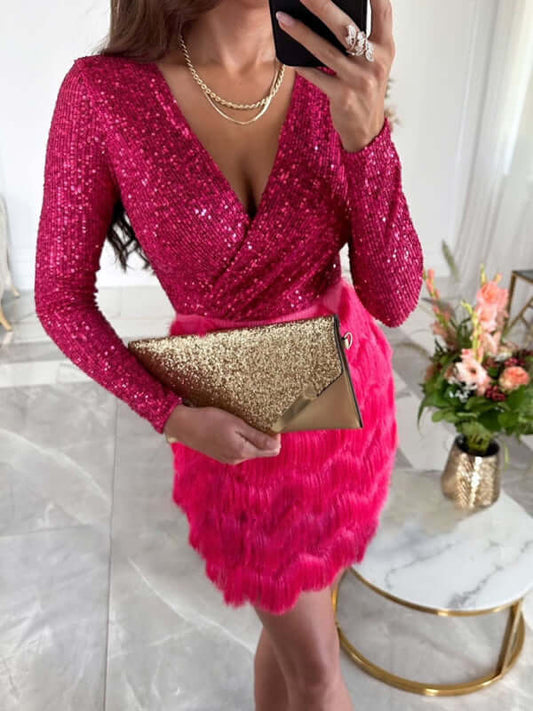 Multicolor Sequin Party Dress