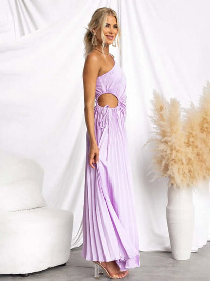 Women’s One-Shoulder Formal Dress in lilac, elegant fit and style perfect for womens fashion and formal events.