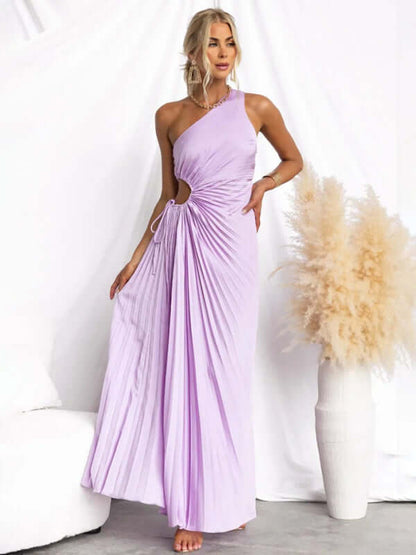 Women’s One-Shoulder Formal Dress in purple, featuring a refined silhouette perfect for womens fashion and formal occasions.
