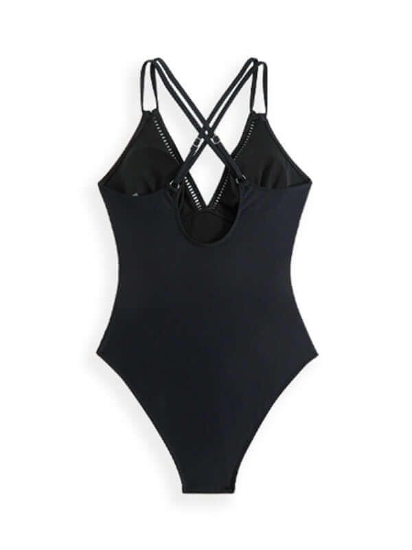 Solid Color Sling Cutout One-Piece Swimsuit