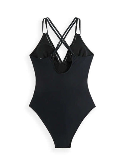 Solid Color Sling Cutout One-Piece Swimsuit