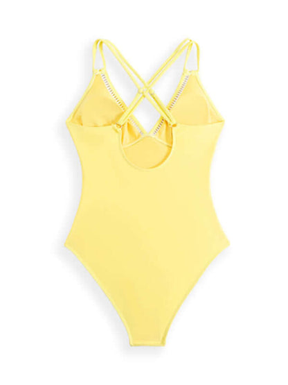 Solid Color Sling Cutout One-Piece Swimsuit