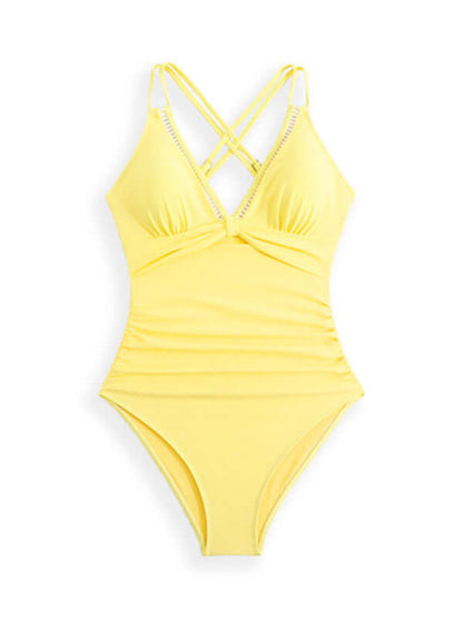 Solid Color Sling Cutout One-Piece Swimsuit