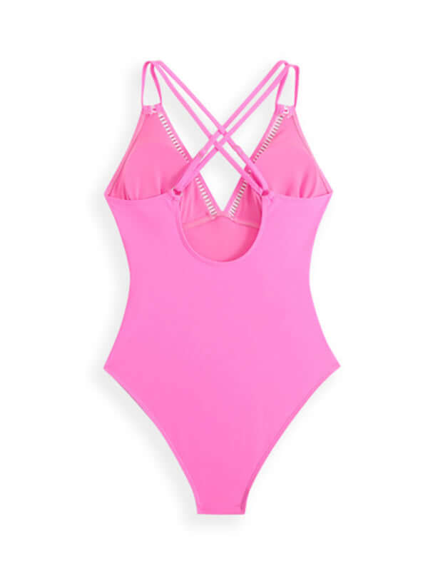 Solid Color Sling Cutout One-Piece Swimsuit