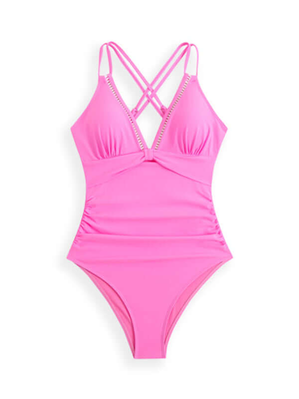 Solid Color Sling Cutout One-Piece Swimsuit