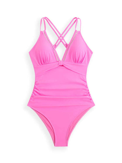 Solid Color Sling Cutout One-Piece Swimsuit