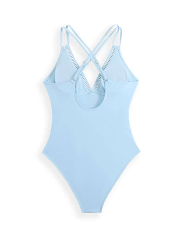 Solid Color Sling Cutout One-Piece Swimsuit