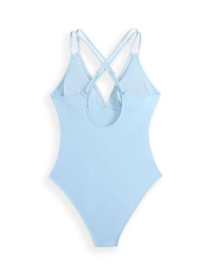 Solid Color Sling Cutout One-Piece Swimsuit