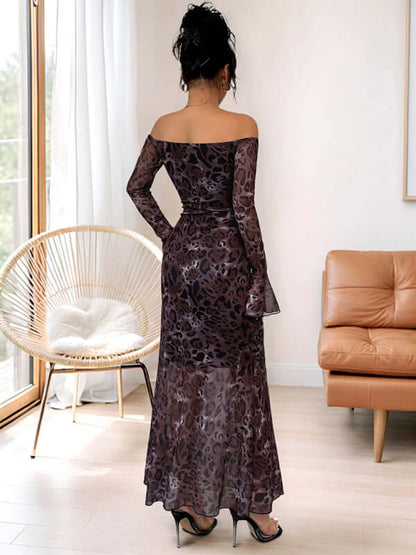 Off-Shoulder Leopard Print Party Dress