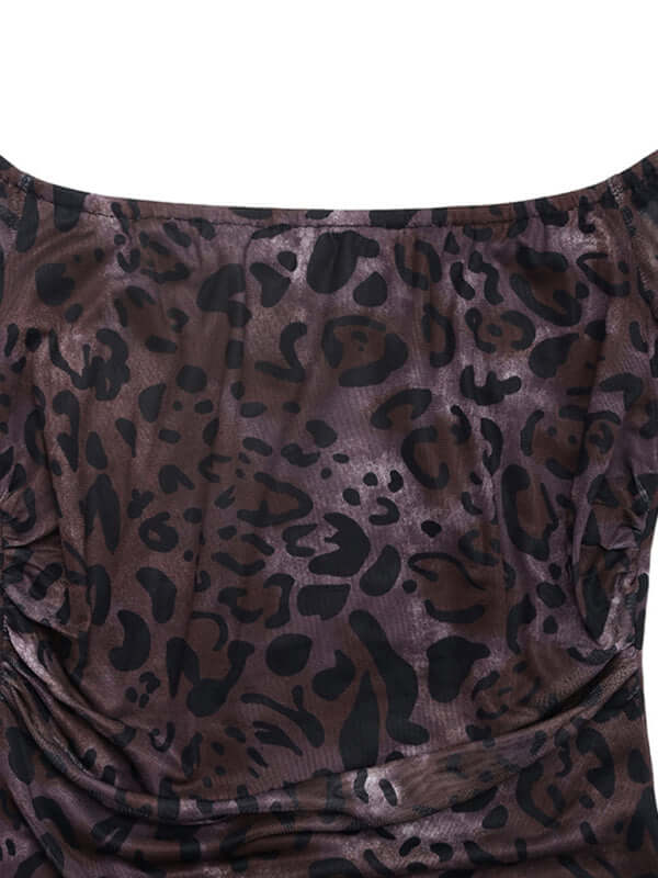 Off-Shoulder Leopard Print Party Dress