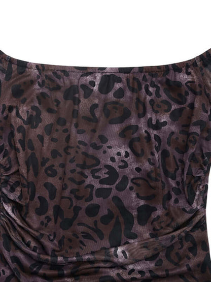Off-Shoulder Leopard Print Party Dress
