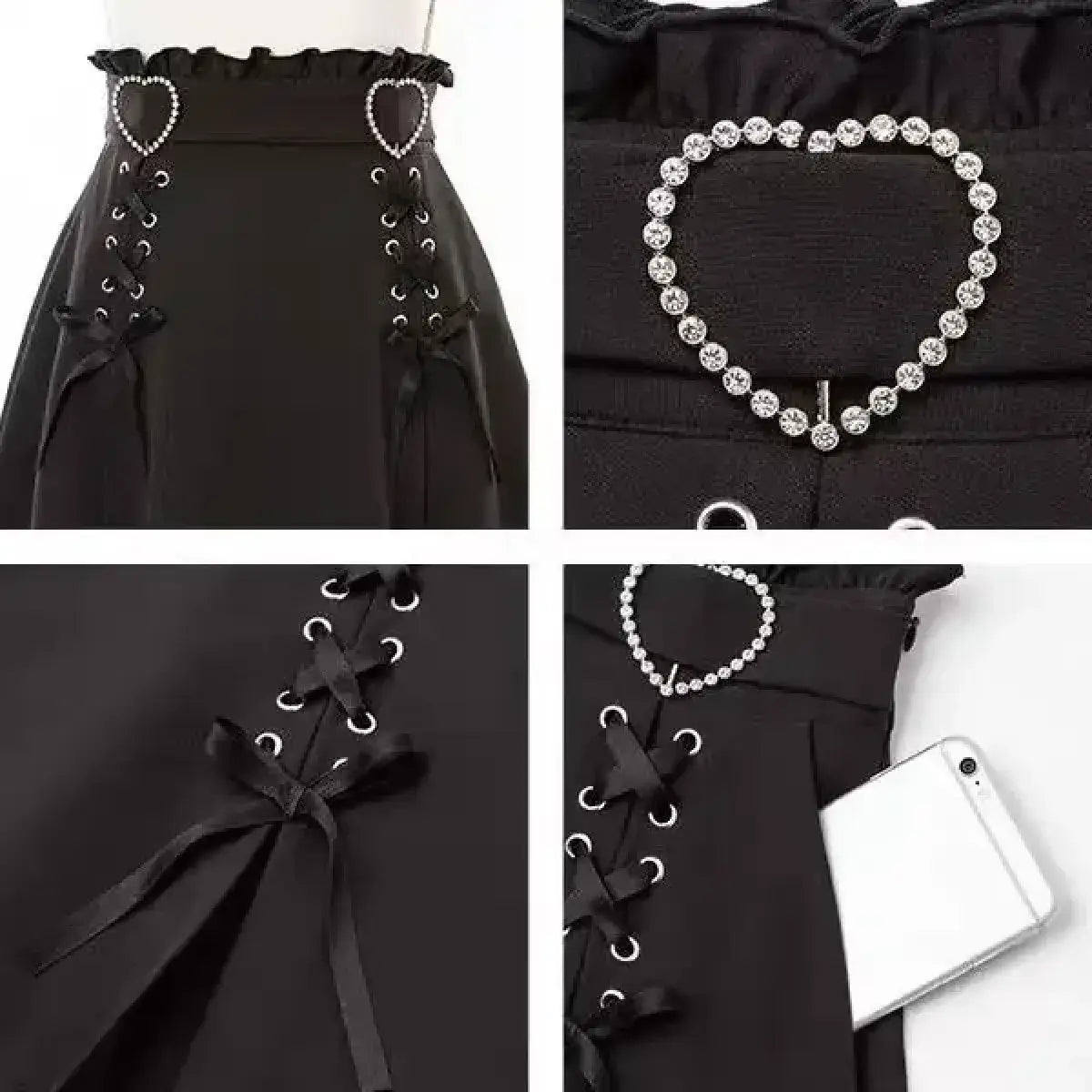 Heart Rhinestone A-Line Mini Skirt