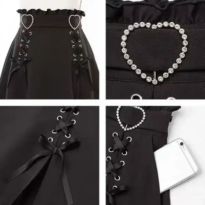 Heart Rhinestone A-Line Mini Skirt