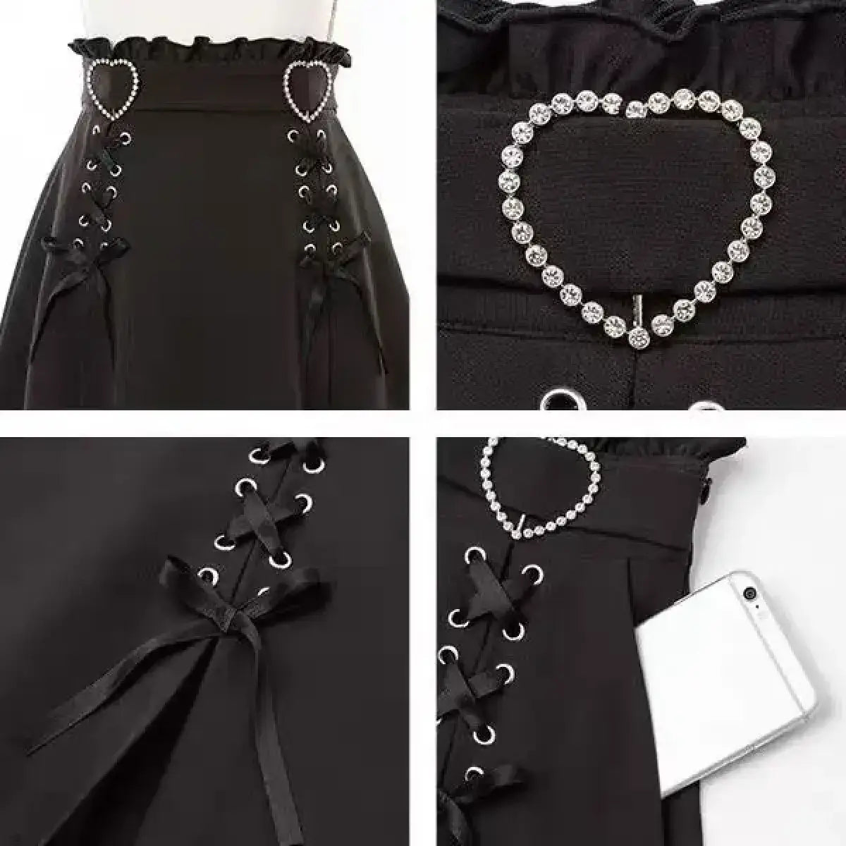 Heart Rhinestone A-Line Mini Skirt