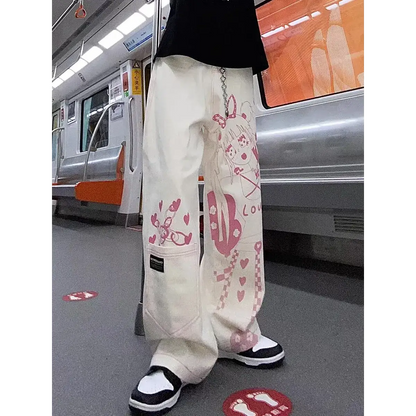Cute Pink Girl Graffiti Jeans
