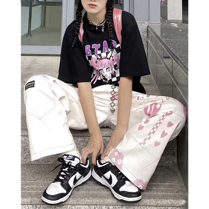 Cute Pink Girl Graffiti Jeans