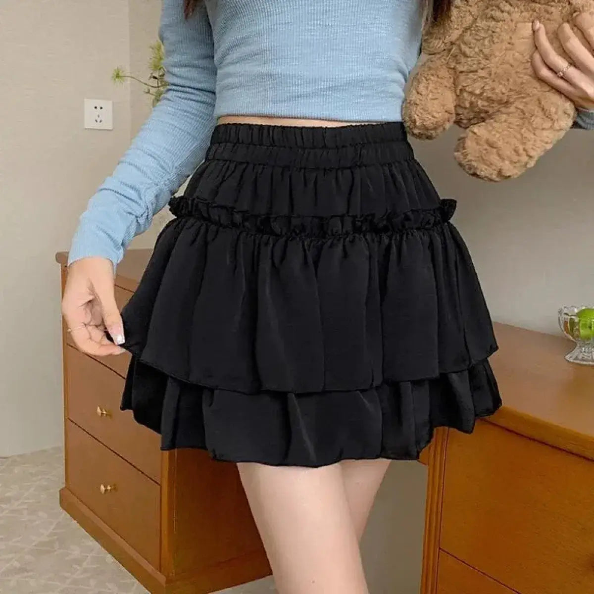 Ruffle Tiered High-Waisted Mini Skirt