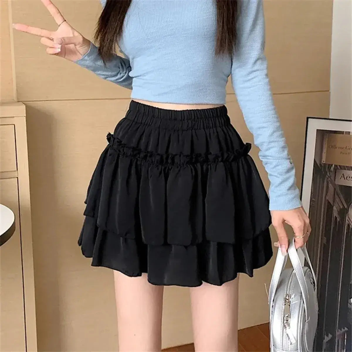 Ruffle Tiered High-Waisted Mini Skirt
