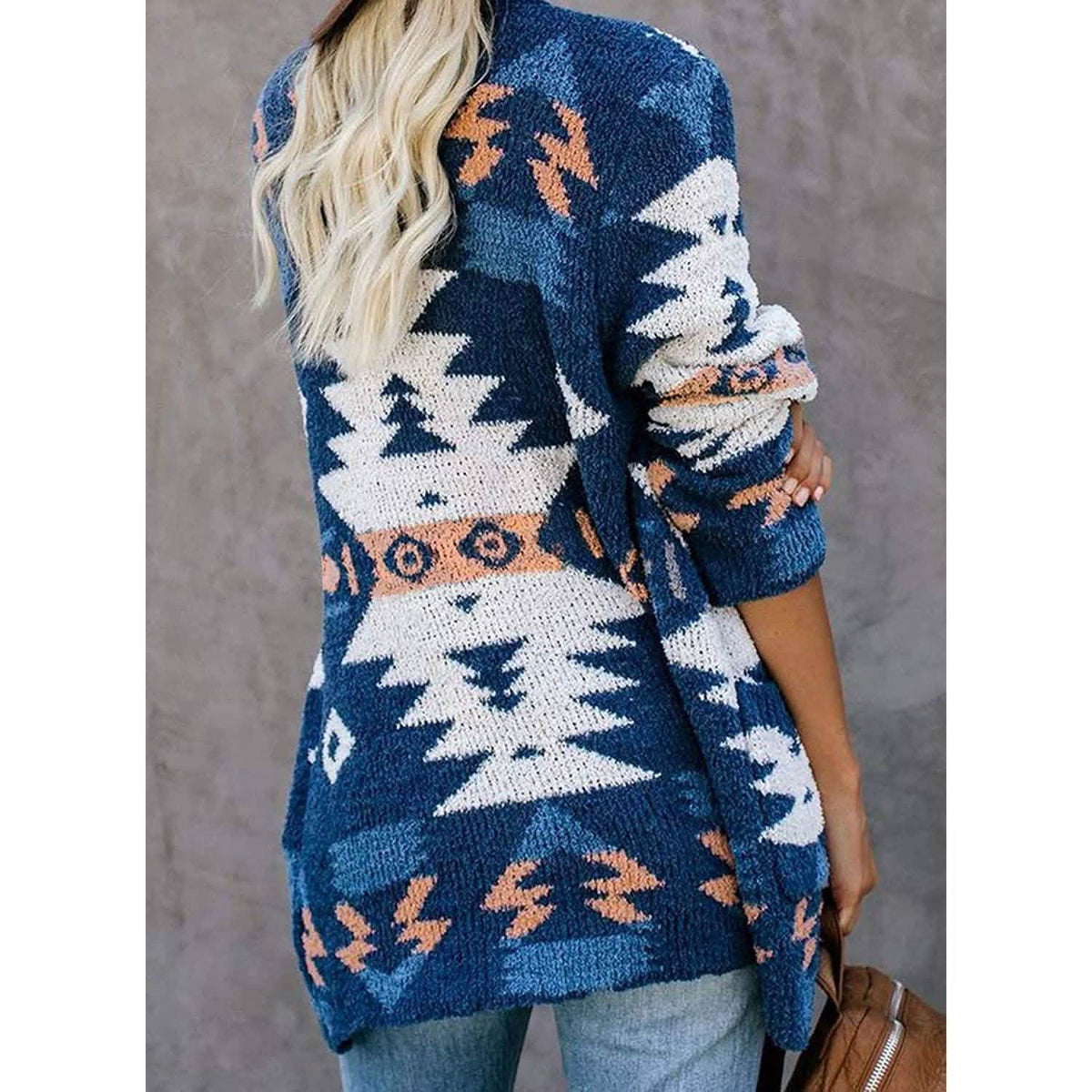Women’s Aztec Print Open-Front Cardigan Sweater