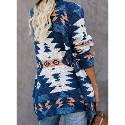 Women’s Aztec Print Open-Front Cardigan Sweater