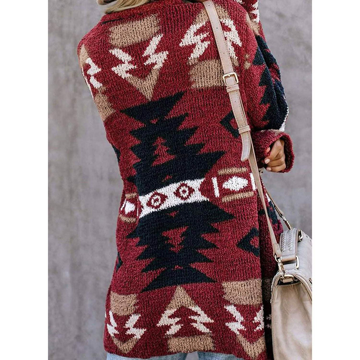 Women’s Aztec Print Open-Front Cardigan Sweater