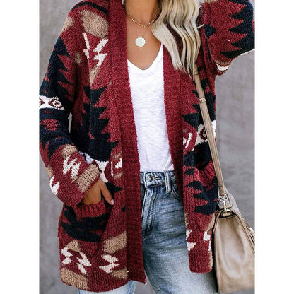 Women’s Aztec Print Open-Front Cardigan Sweater