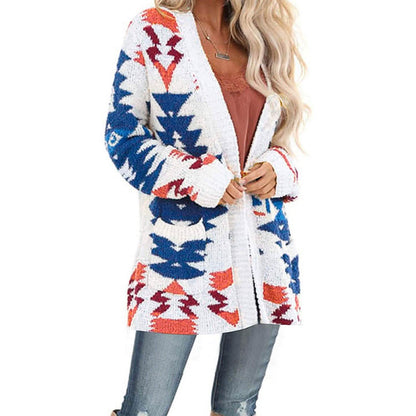 Women’s Aztec Print Open-Front Cardigan Sweater