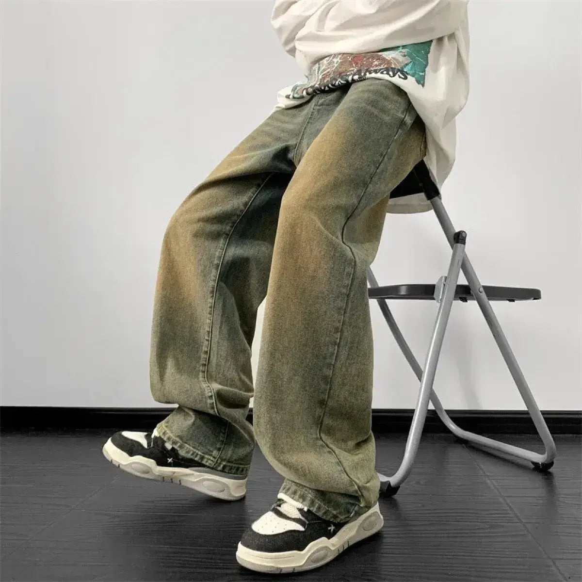 Wide-Leg Hip Hop Denim Jeans