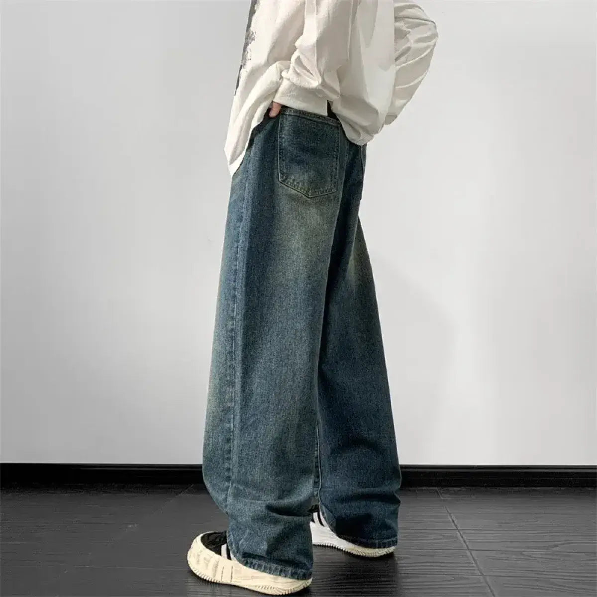 Wide-Leg Hip Hop Denim Jeans