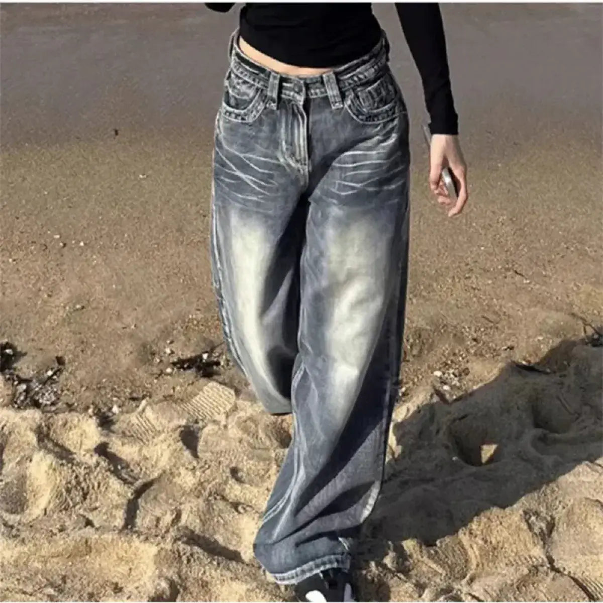 Vintage High-Waisted Wide-Leg Jeans