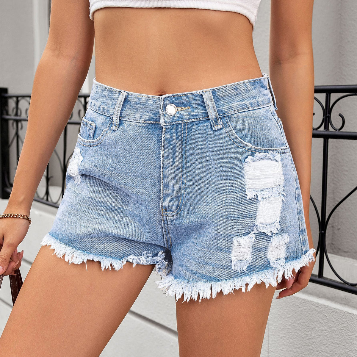 Women’s Ripped Denim Shorts